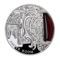 Серебряная монета номиналом 2 доллара - "Янтарная комната" из серии "Тайны истории" - остров Ниуэ 2012 г.